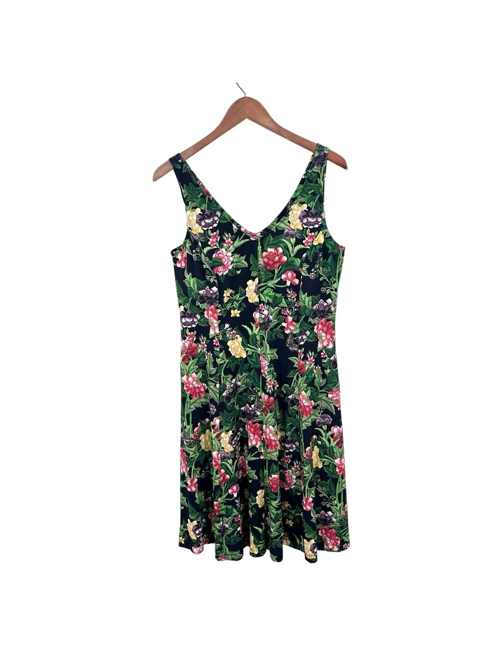 PERUVIAN CONNECTION Amazonas Dress Womens Medium Floral Sleeveless Pockets X856